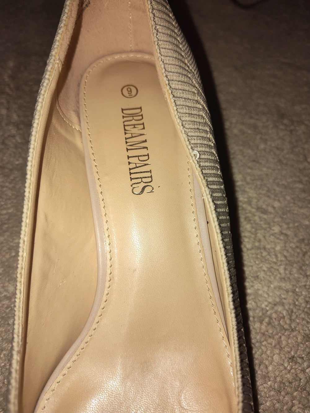 Dream Pairs Knit Pointed Toe Kitten Heels Nude Beige Size 9 - Picture 4 of 9